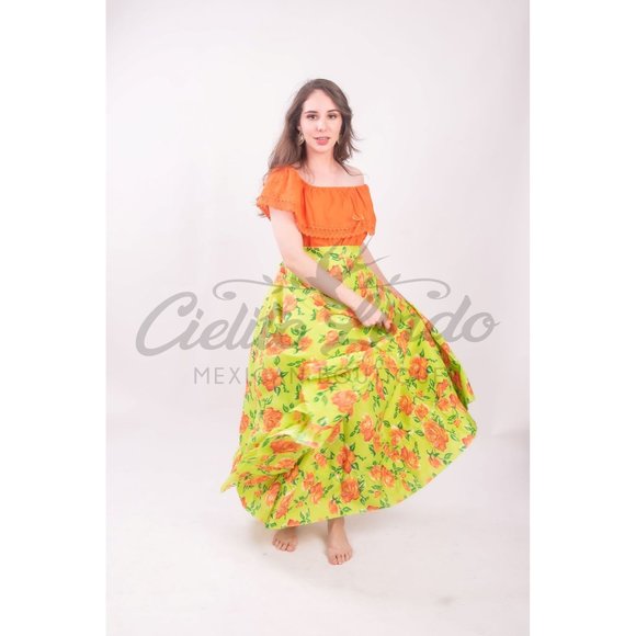 Cielito Lindo Skirts Mexican Folklorico Practice Skirt Floral Green Poshmark